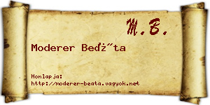 Moderer Beáta névjegykártya